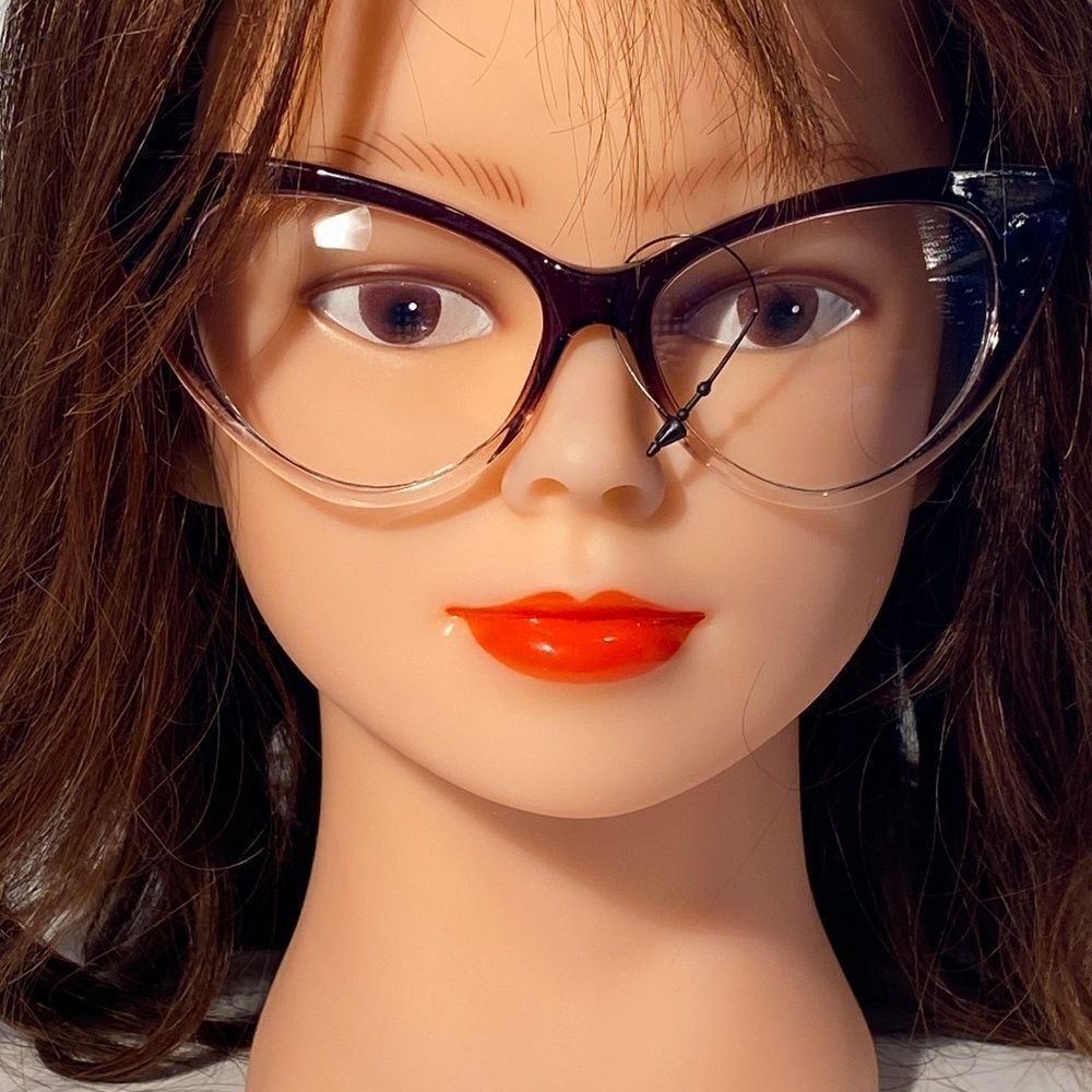 1351 Oversized Cateye Black To White Gradient Frame Clear Lens Eyeglasse…